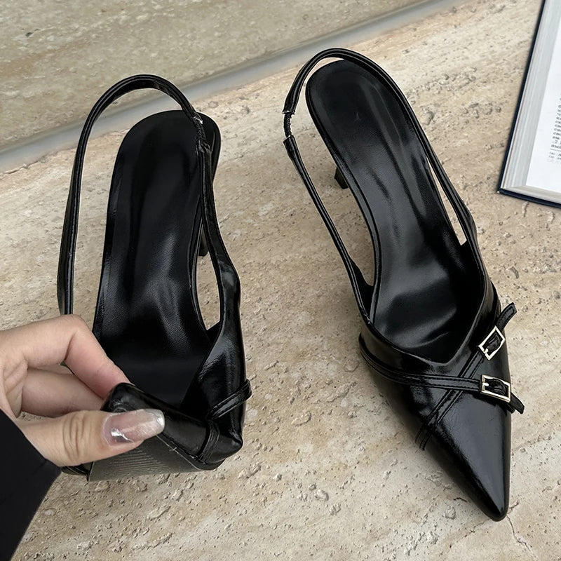 Big Size Footwear Wine Red Women High Heels Shoes Fashion Pointed Toe Pumps Ladies Thin Heels Shoes  Female Slingbacks Slides