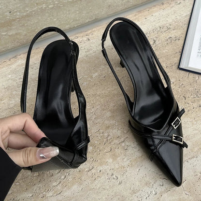Big Size Footwear Wine Red Women High Heels Shoes Fashion Pointed Toe Pumps Ladies Thin Heels Shoes  Female Slingbacks Slides