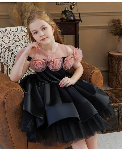 Vestido de Princesa de Aniversário Infantil de Verão UNITIM Vestido de Dama de Honra de Menina Pequena Roupa de Anfitriã de Piano Vestido de Casamento de Dama de Honra para Crianças Vestido de Meninas