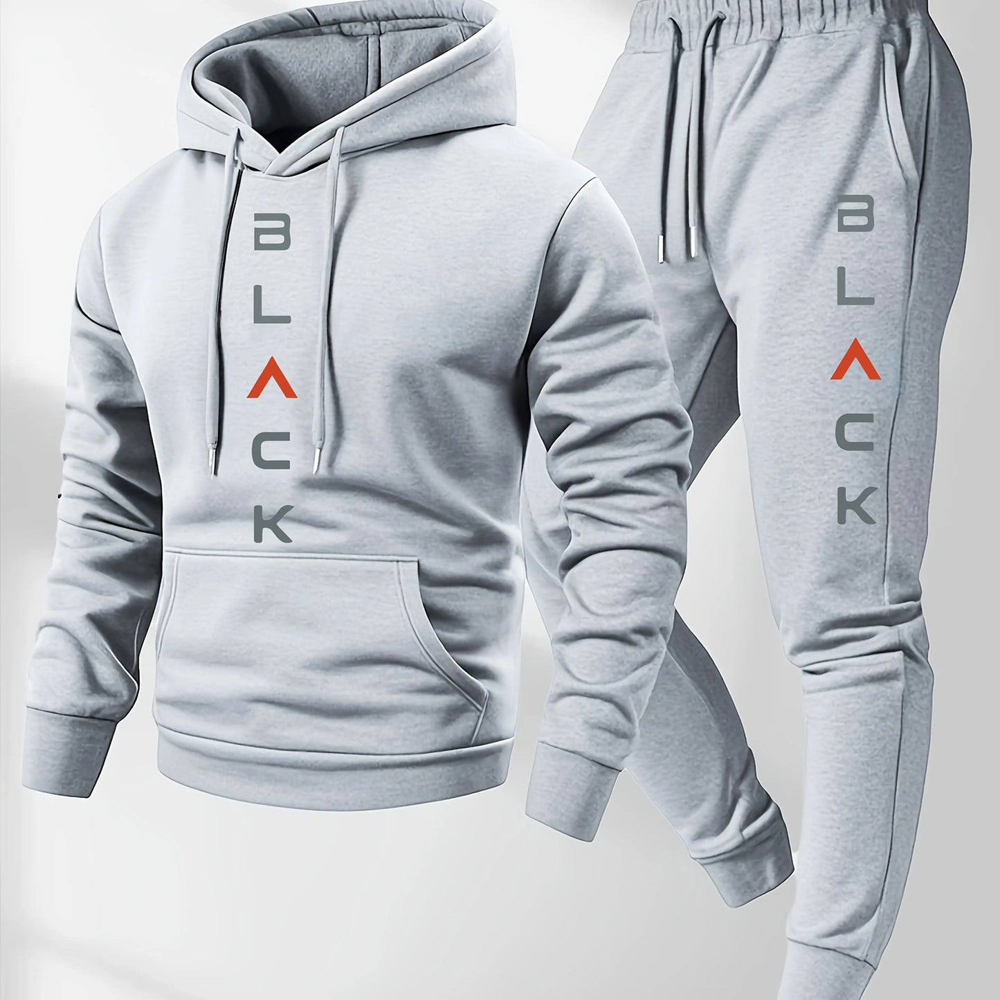 Mens soft comfortable Boston print hooded sweatshirt sweatpants set eco-friendly thin velvet warm autumn winter hoodies