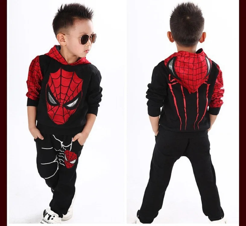Spider-man Cartoon Children Costume Baby Boy Clothing Set Spring Coat Kid Pant 2pc Clothes Suit Girl Hoodies Sweatshirt Trousers