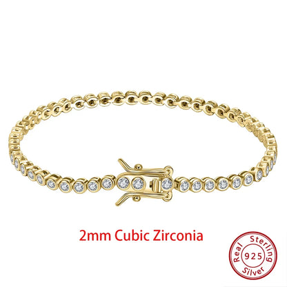 Shiny Tennis Bracelet 925 Sterling Silver 1.5/2/3mm Clear Cubic Zirconia for Women Luxury Chain Bracelet Jewelry SB143