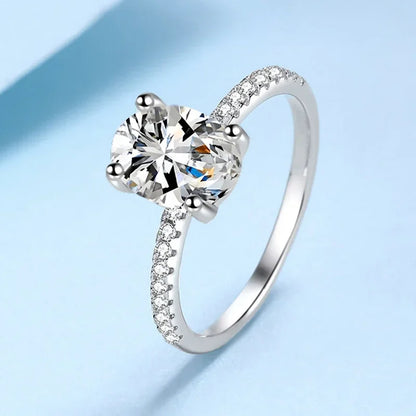 1ct 2ct Oval Cut Moissanite Ring for Women 925 Sterling Silver with Gold Plated Lab Diamond Rings Bands Fine Jewelry Gift