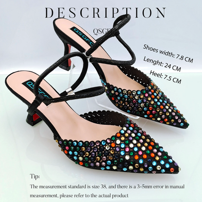 Hot Selling Italian Design African Women's Crystal High Heel Toe Sandals Party Wedding Party Silver Shoes and Bag Set