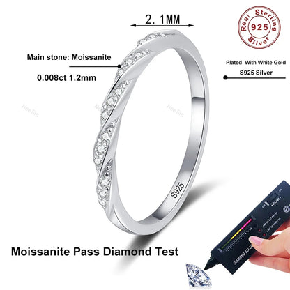 All Moissanite Lab Diamond Ring for Women 925 Sterling Silver Rings with Gold Plated Wedding Bridal Proposal Promise Band