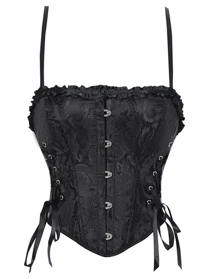 Double halter lace-trimmed corset for ladies a court shaping top