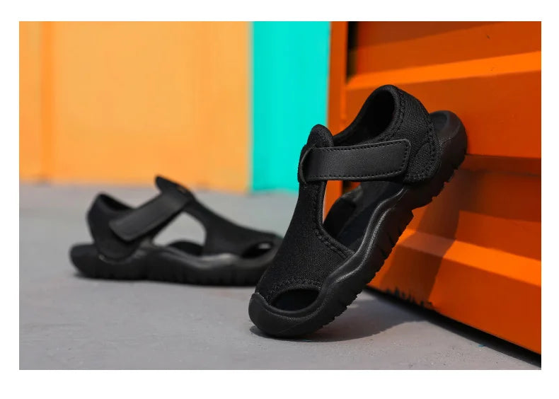 Kids Closed-Toe Sport Sandals Breathable Water Shoes Luxury Non-Slip Summer Beach Shoes Sandals for Toddler Boys Girls