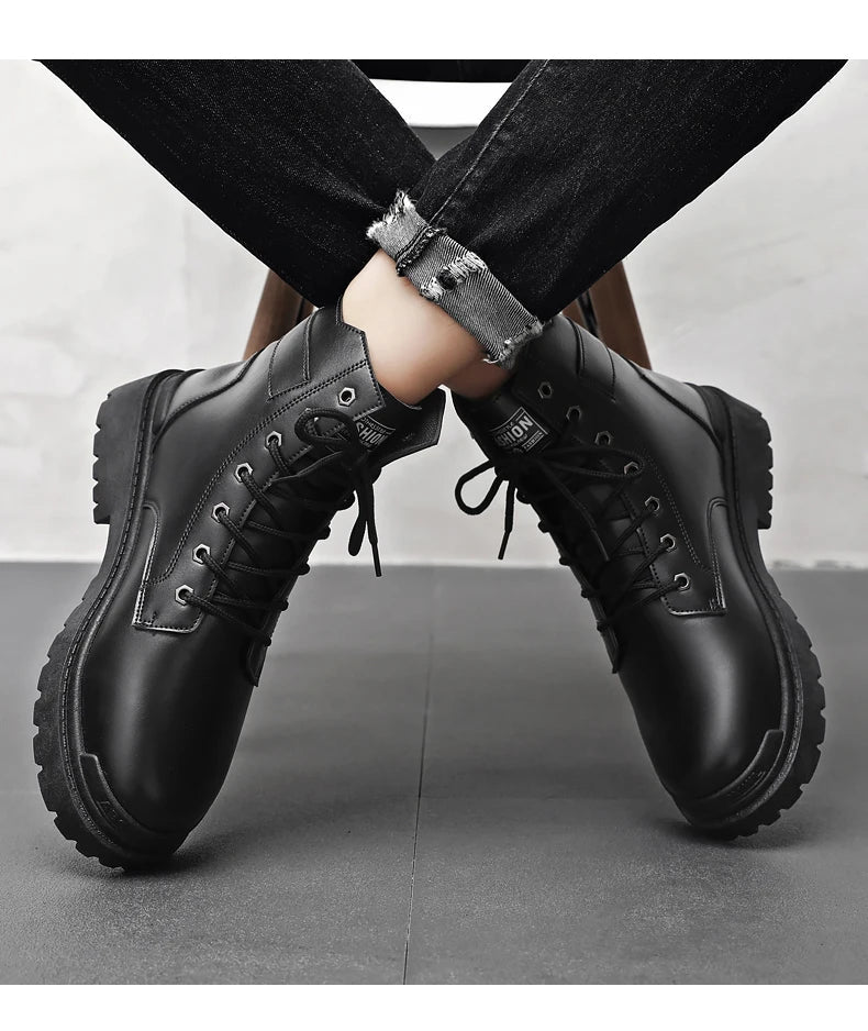 Men's high top casual boots four seasons new outdoor anti slip comfort workwear boots fashion versatile trendy boots men's shoes