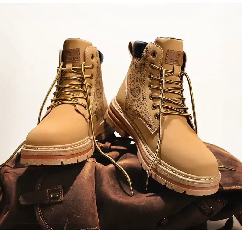 Four Seasons Men's Professional Motorcycle Riding Boots Large Size High Top Casual Leather Boots Fashion British Anti-skid Boots