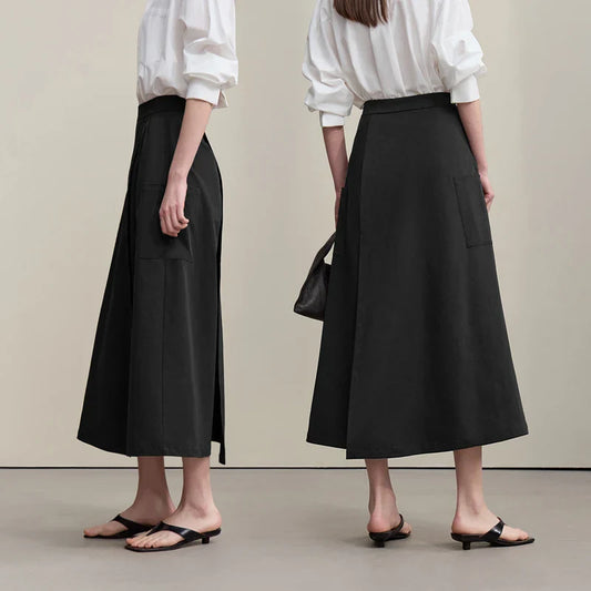 Women's A-Line Skirt 2026 Summer New Textured Relaxed Pocket Midi Culottes Versatile Casual Style Skirt For Women 12622124
