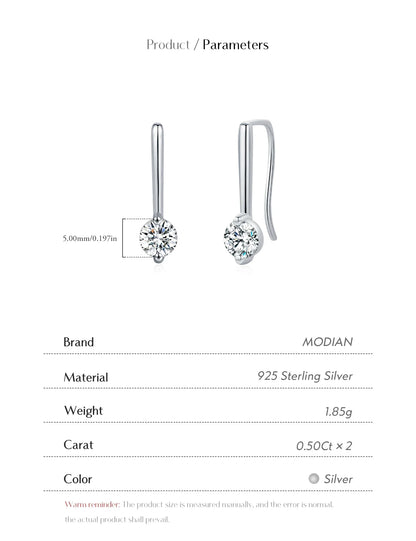 Sparkling D Color Moissanite Drop Earrings 925 Sterling Silver Classic Geometric Dangle Earrings For Women Fine Jewelry