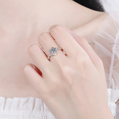 0.5ct-2ct Moissanite Ring Lab Diamond Ring for Women S925 Silver Snowflake Engagement Wedding Band Jewelry Certified