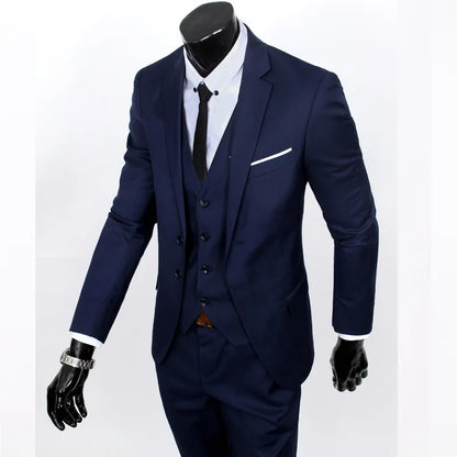 Groom Suit Men Three Piece Set British Style Slim Fit Wedding Suit Business Casual Summer