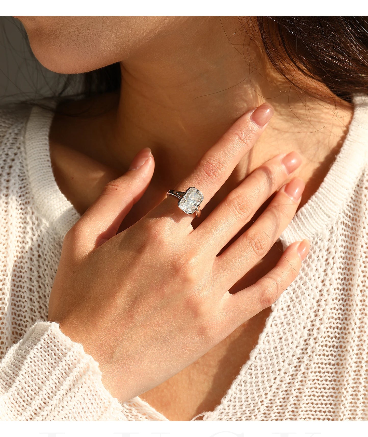 4.5CT D Color Moissanite Ring 925 Sterling Silver Rectangle Lab Diamond Wedding Statement Rings For Women Fine Jewelry
