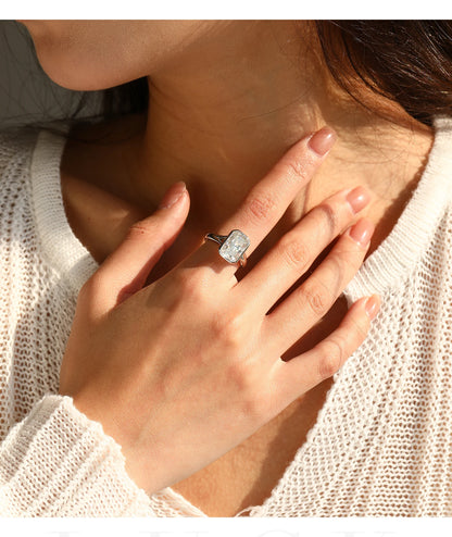 4.5CT D Color Moissanite Ring 925 Sterling Silver Rectangle Lab Diamond Wedding Statement Rings For Women Fine Jewelry