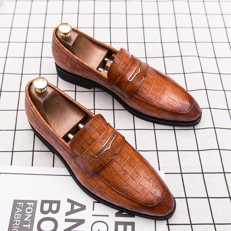 Mens Leather Designer Brand Casual Classic for Men Smile Breathable Office Loafers Formal Business Footwear Dress Shoes Flats 48