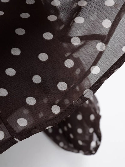 Polka Dot Printed Women Shirt 2026 Spring New Bow Tied Blouse Woman Tops Lady Ruffles Long Sleeve Loose Elegant Blouses Top ﻿
