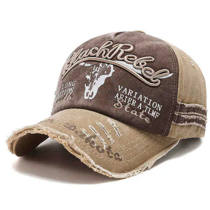 Bull Head Hat Men's Embroidery Letters Retro Washed Baseball Cap Old Korean Version Fashion Cap Classic Versatile Comfortable