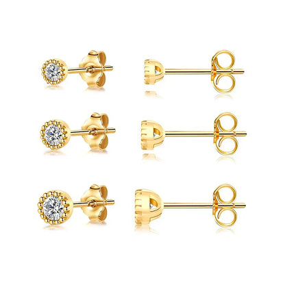 3pcs/set Bling Zircon Earring 925 Sterling Silver Cute Mini Heart Star Stud Earrings Ear Bone Earlobe Piercing Jewerly