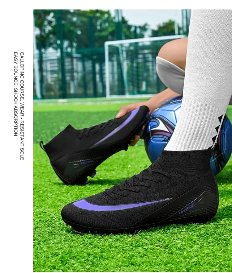 New Men Football Boots Match Long Spikes Soccer Shoes Cleats Boys Comfortable Training Sport Adult Breathable Outdoor Non Slip