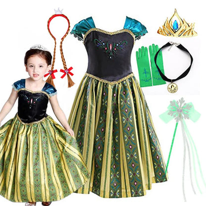 2026 Exquisite Anna Coronation Gown Toddler Snow Queen Halloween Princess Dress Girl Make up Party Birthday Fancy Elsa Costume