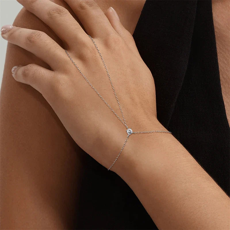 4mm Moissanite Ring Bracelet for Women Elegant S925 Sterling Silver Adjustable Chain Lab Diamond Jewelry Birthday Gifts