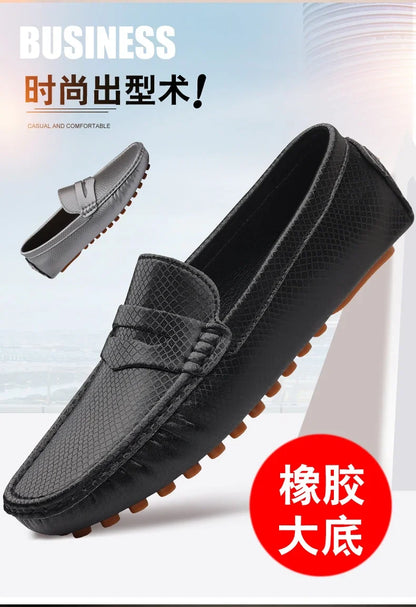 Mocassins Masculinos de Couro Azul de Luxo Moda Casual Confortável para Homens Designer Sapatos Slip-on Planos Masculinos zapatos hombre