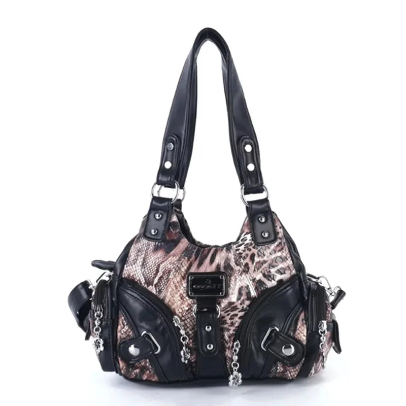 Women Handbags Soft Tote Bag Small Top-handle Fashion Satchel Multi-Pockets Leopard Shoulder Bag Hobos Phone Pack