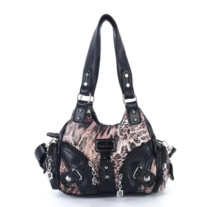 Women Handbags Soft Tote Bag Small Top-handle Fashion Satchel Multi-Pockets Leopard Shoulder Bag Hobos Phone Pack