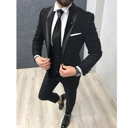Novos ternos masculinos 3 peças, blazer, colete e calças slim fit, conjunto de terno formal para negócios, casamentos, smoking para homens, roupa casual.