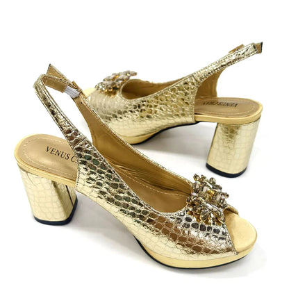 Italian Design Rhinestone-encrusted Ladies Party Shoes And Special Bag High Heels And Dual Purpose Bag Women's Shoes