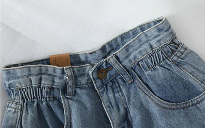 Summer High Waist Denim Shorts Women Casual Loose Ladies Fashion Plus Size Elastic Waist Wide Leg Short Jeans Female