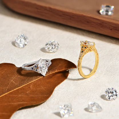 Marquise Cut 2ct Moissanite Ring With Lab Sapphire Women's Ring 925 Sterling Silver Luxury Wedding Jewelry Customizable