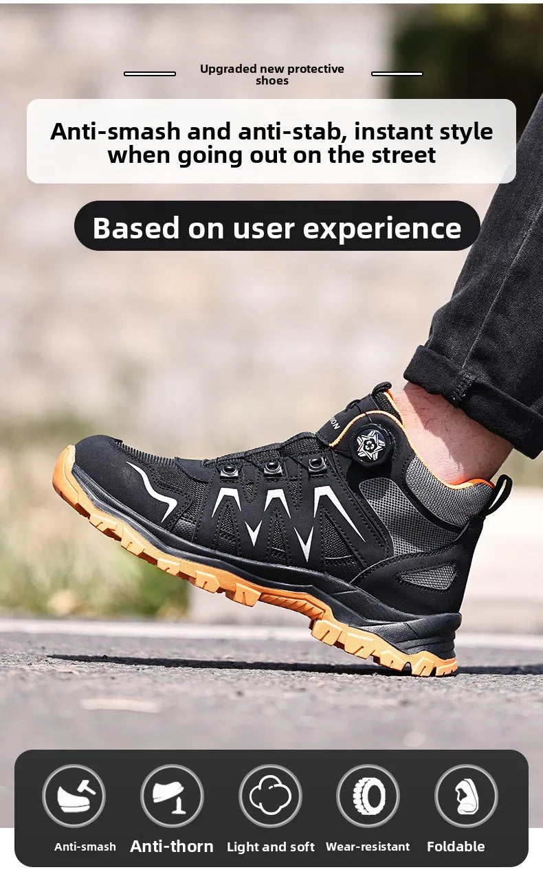 Durable Steel Toe Work Shoes Anti Smashing Piercing with WearResistant Rubber Soles Iron Shavings Resistance for Safety Workwear