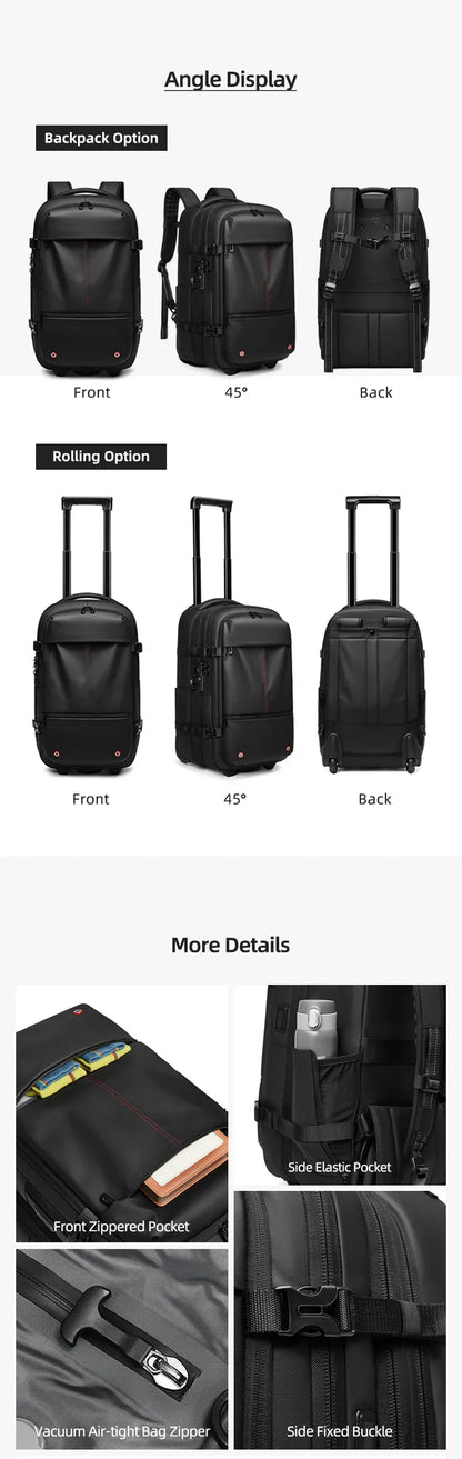 Travel Trolley vacuum compression business backpacks pump for Man Wheeled backpack On wheels luggage Rolling Bags For Boardable
