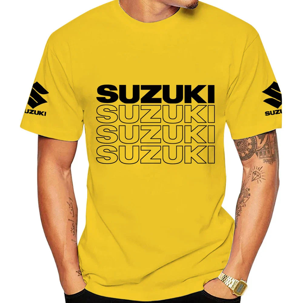 New Summer Racing Motorcycle 100% Cotton Trendy Men T-shirt Daily Outdoor Sports Party Casual Loose Street Short-sleeve