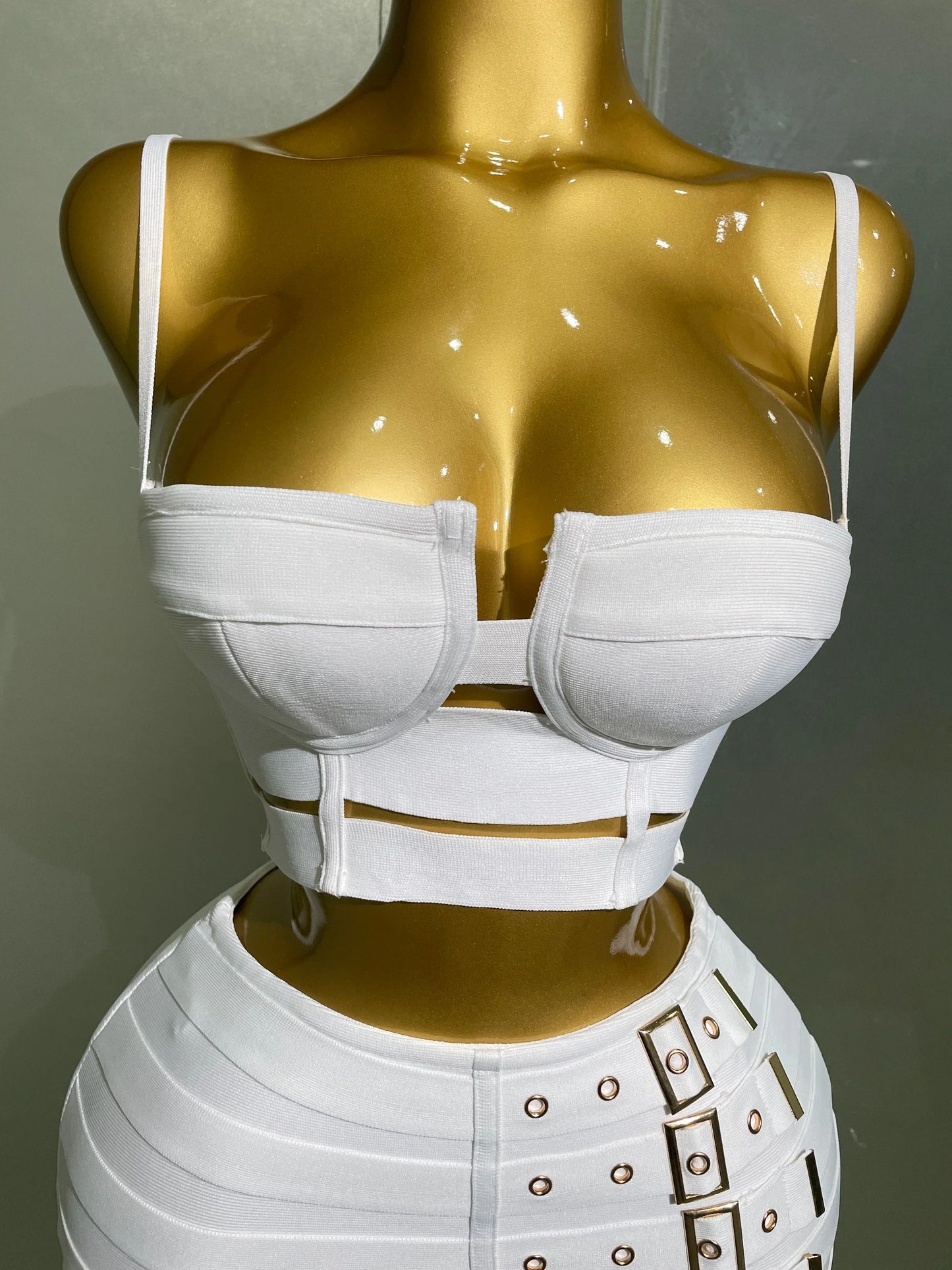 High Quality Women Sexy Bandage Tops Fashion Pencil Skirts Set Nightclub Party Celebrate Women's Set