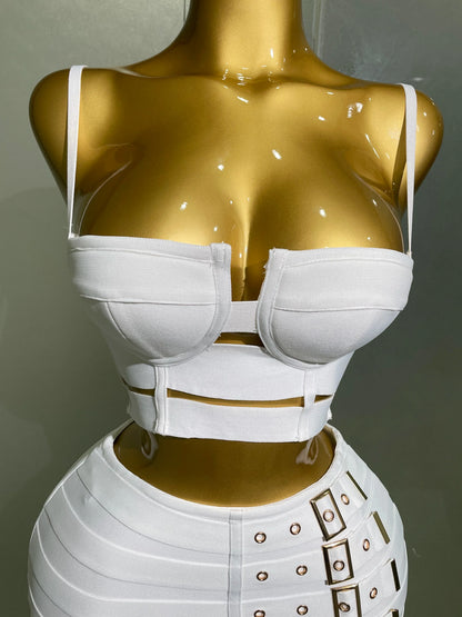 High Quality Women Sexy Bandage Tops Fashion Pencil Skirts Set Nightclub Party Celebrate Women's Set