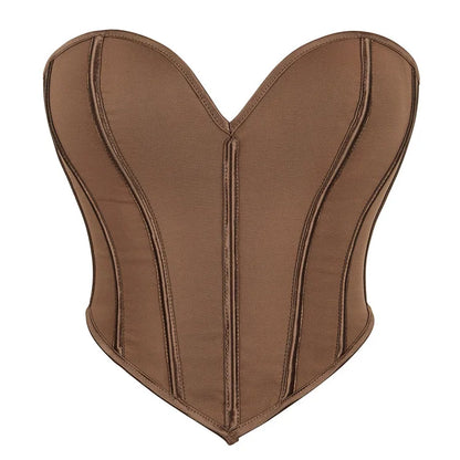 Women Fashion Corset Crop Top Lace Up Brocade Overbust Bustiers Body Shaper Lingerie Sexy Woman Push Up Corselet