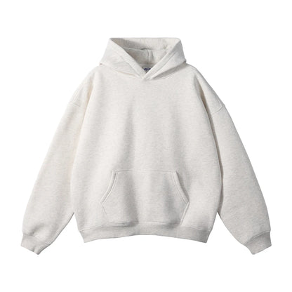 Thick 350gsm Fleece Hooded Hoodies For Men Unisex Winter Oversized Loose Basic Solid Sweatshirts Pullovers Coats HY0631