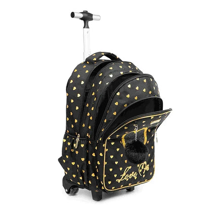 Children's Wheeled Backpack Bag Set with Lunch Box School Rolling Backpack Bag with Wheels School Trolley Backpack Bag for Girls