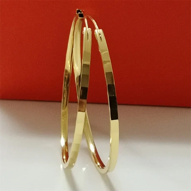 Senlissi - New Fashion 18K Gold Plated Hoop Earrings For Women 925 Sterling Silver Earring Cерьги Kольца Jewelry Girlfriend Gift