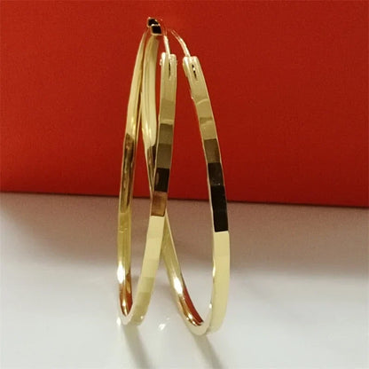 Senlissi - New Fashion 18K Gold Plated Hoop Earrings For Women 925 Sterling Silver Earring Cерьги Kольца Jewelry Girlfriend Gift