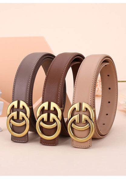 Ladies genuine leather belt, versatile decoration for business and casual wear, simple and fashionable, with a high-end feel.