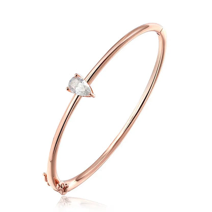 1CT Pear Cut Certified Moissanite Bangles for Women 100% S925 Solid Silver Lab Diamond Bracelets Birthday Gift Jewelry