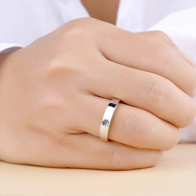 4mm Moissanite Ring for Men 925 Sterling Silver Gemstone Lab Diamond Gold Plated Rings Wedding Engagement Band Jewelry