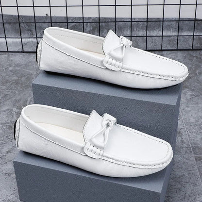Genuine Leather Men Casual Shoes Black Mens Loafers Fashion Luxury Brand Lightweight Comfortable Slip on Boat Driving Shoes