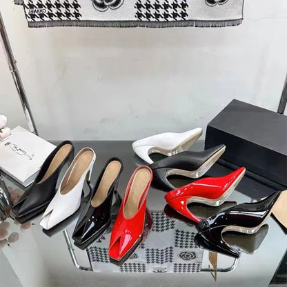 Show Style 10.5cm High Heel Fish Mouth Sandals Spring/Summer Black and White Fashion Sexy Professional Commuter Slippers Size 43