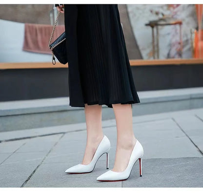 New Women's Red Shiny Bottom High Heels Luxury Pointed toe Pumps 12 cm Sexy Matte Party Wedding Shoes Elegant Woman Heeled Shoes