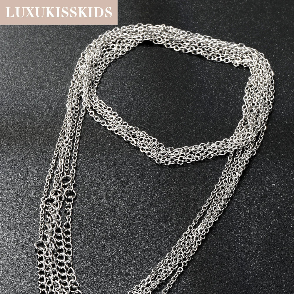 Stainless Steel Chains Necklace Woman 10pcs/lot Bulk Wholesale DIY Rolo 2mm Chain No Fade Choker For Jewelry Making